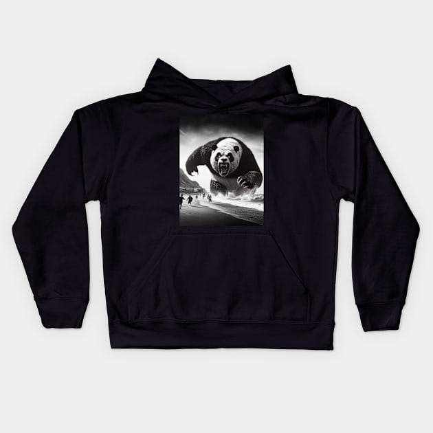 "Pandadoom": Beachfront Nightmare Kids Hoodie by Dec69 Studio